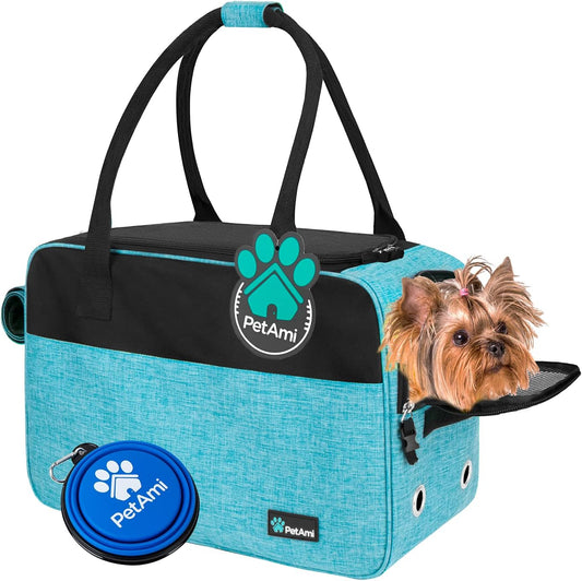 Airline-Approved Soft-Sided Pet Carrier Bag for Small Dogs & Cats – Travel Tote with Pockets & Shoulder Strap (Up to 12 lbs)